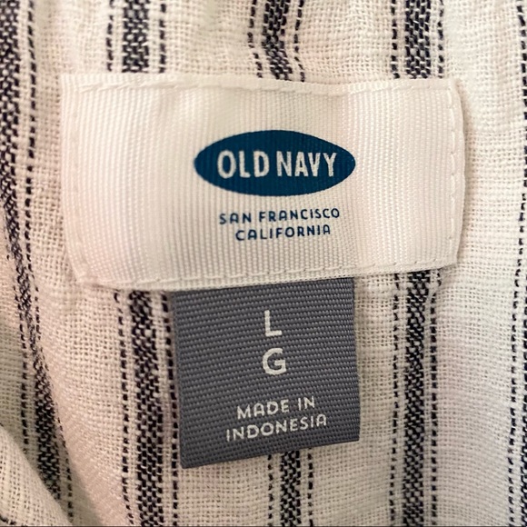 Old Navy White Striped Button Front Romper - Picture 3 of 7